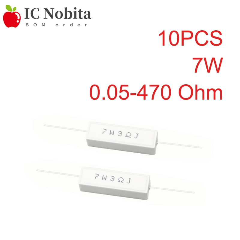 7W Ceramic Cement Resistor Resistance 0.1 0.05 0.22 0.33 0.47 0.5 1 2.7 3.3 3.9 4 5.1 5.6 6.8 8 10 47 56 68 100 120 300 470 Ohm