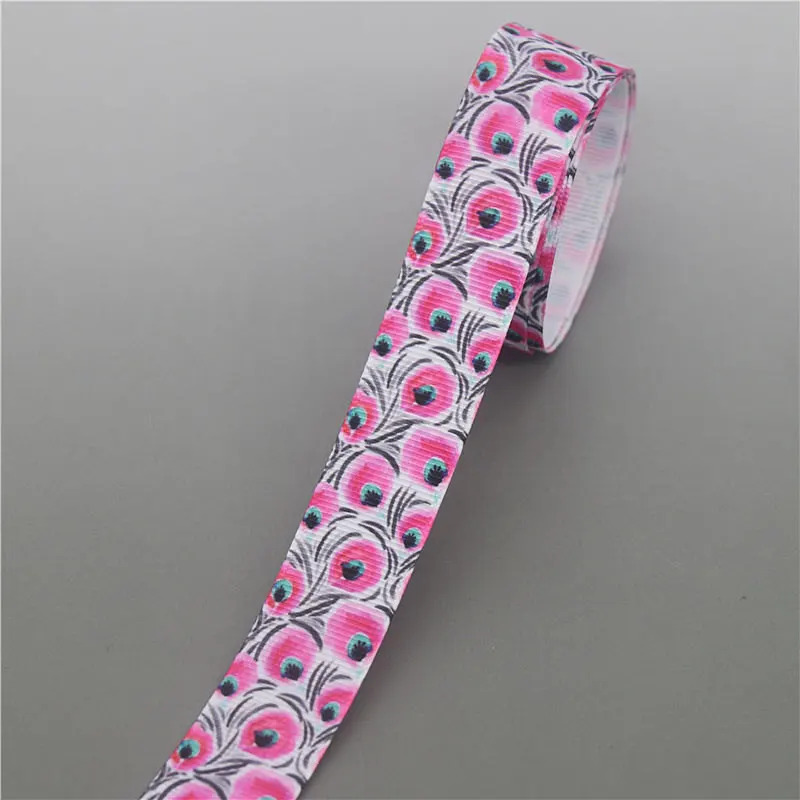 DHK 10 ярдов перо Племенной нашивка напечатанный Grosgrain ленточный аксессуар Hairbow головной убор украшение «сделай сам» оптом OEM B1862