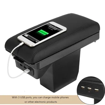 

Car Armrest Box 3 USB Leather Center Storage Box for Peugeot 2008 Peugeot 301 C3-XR