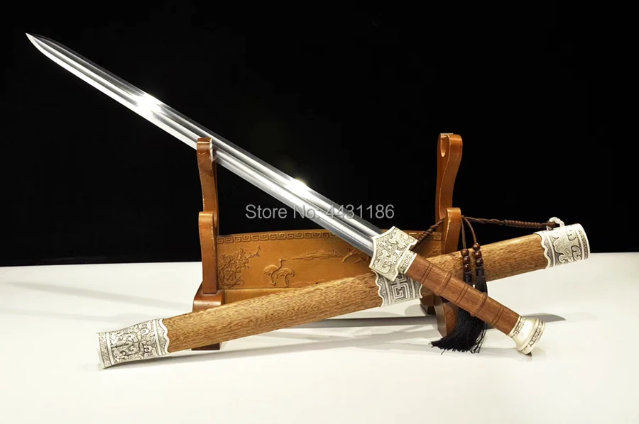 Handmade Chinese Zhao Yun General Saber Sword Double Blood Groove High Carbon Steel Blade Sharp KungFu Battle Jian