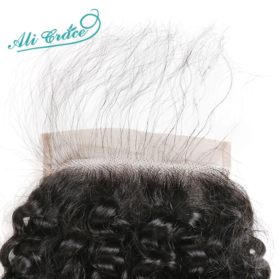 Ali Grace бразильские 7x7 Кудрявые Кружева Закрытие с детскими волосами средняя свободная часть бразильские человеческие волосы закрытие
