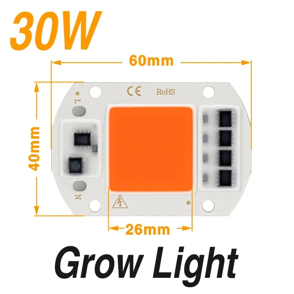 30W Grow Light Светодиодный светильник для выращивания, COB чип, полный спектр, 3 Вт, 5 Вт, 7 Вт, 9 Вт, 12 Вт, 20 Вт, 30 Вт, 50 Вт, 220 В, светодиодный светильник для растений, фито-лампа для теплицы, гроубокс-палатка - Цвет: 30W Grow Light