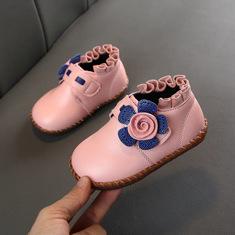 KINE PANDA/ботинки для маленьких девочек на раннюю зиму; От 1 до 5 лет детские ботинки для детского сада; Детские теплые ботинки; ботильоны - Цвет: Розовый
