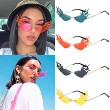 Модные солнцезащитные очки с огненным пламенем для женщин и мужчин, треугольные солнцезащитные очки с кошачьим глазом, фирменный дизайн, уличный стиль, унисекс, очки Oculos De Sol
