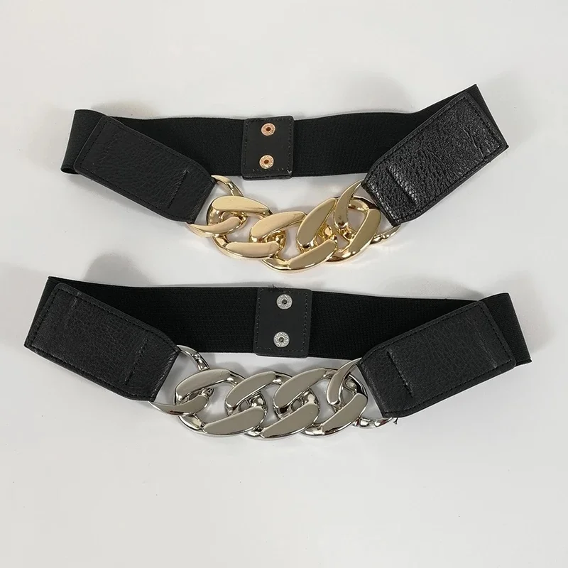 brown waist belt Fashion Chain Belt Elastic Metal Waist Belts for Women Ladies Coat Dress Belt Waistband black belt for women