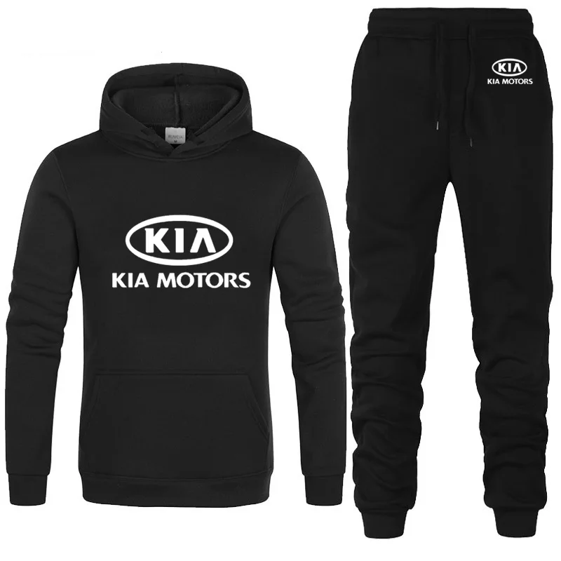 Толстовки для мужчин, автомобиль kia, принт логотипа, унисекс, толстовка, модная мужская толстовка с капюшоном в стиле хип-хоп harajuku, повседневные флисовые толстовки, штаны, костюм из 2 предметов