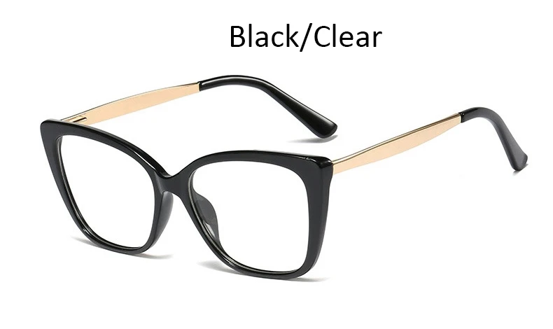 Black Clear Сексуальная Женская оправа для очков, модная металлическая оправа, брендовая дизайнерская оправа для очков, женские титановые прозрачные линзы, оправа для очков - Цвет оправы: Black Clear