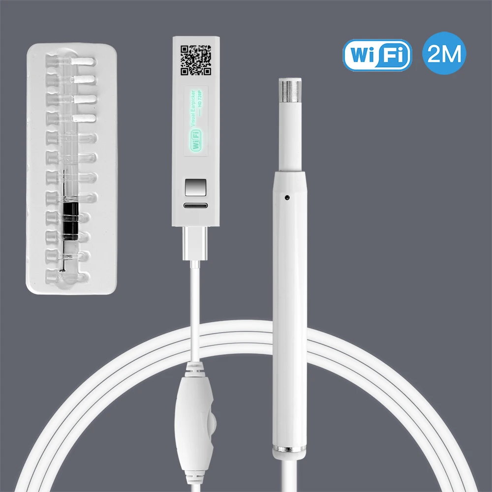 F170B White HD 720P 5,5 мм объектив wifi камера для чистки ушей 6 светодиодный IP67 инспекционный отоскоп Визуальный Инструмент для чистки ушных ложек для IOS Android - Цвет: F170B White