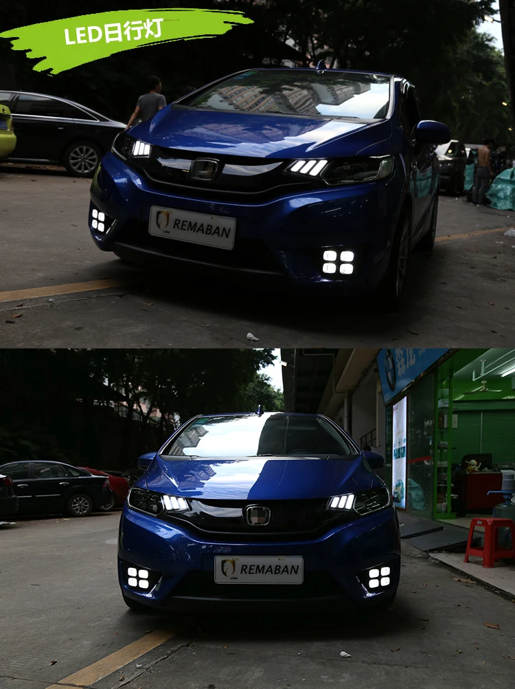 Автомобильный Стайлинг для Honda Fit JAZZ головная лампа- светодиодный автомобильный Головной фонарь в сборе светодиодный фонарь Demon Eyes DRL указатели поворота