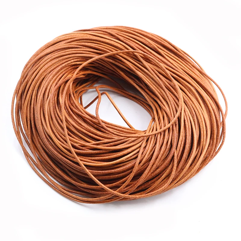 1.0/1.5/2/2.5/3/4/5mm 4 Color Genuine Cow Leather Round Thong Cord DIY Bracelet Findings Rope String For Jewelry Making