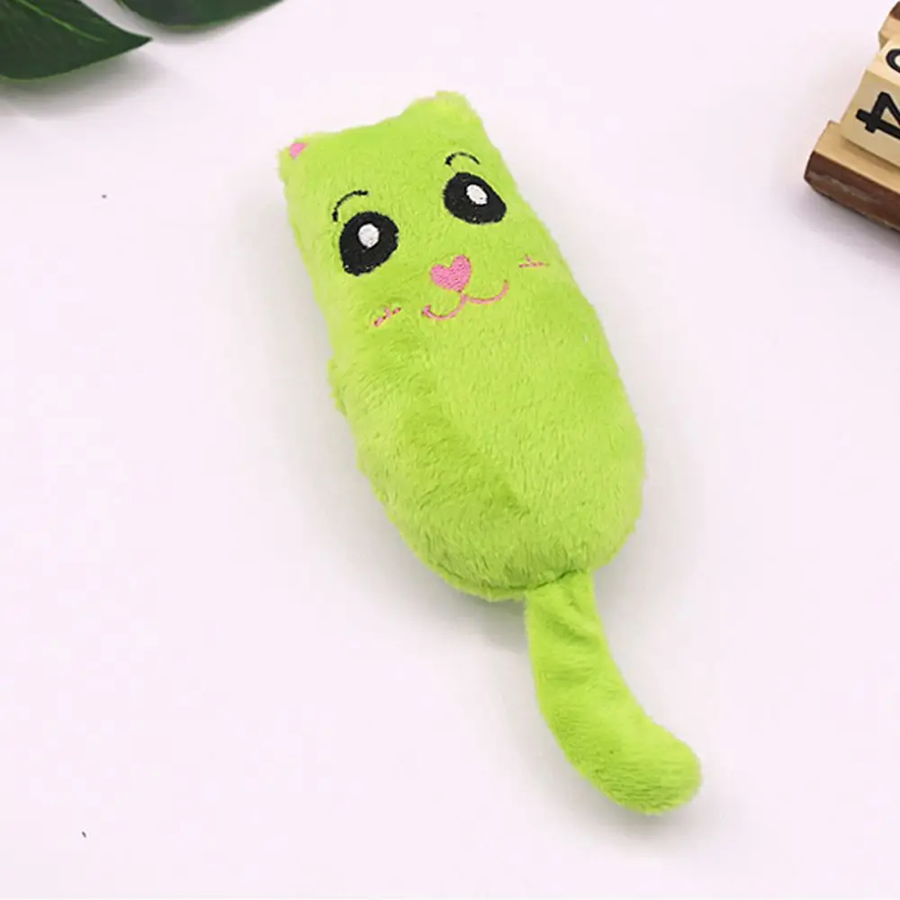 green Игрушки для домашних животных, шлифовка зубов, плюшевый кошачий хвост, кошачий хвост, игрушки, котенок, забавная Интерактивная простая игрушка для укуса большого пальца, игра, тренировочный продукт для домашних животных - Цвет: green