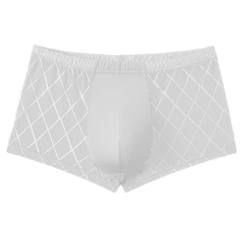 

Men's Underwear Sexy Boxer Lingerie Bikini Sheer Mesh Boxer Trunks Diamond Pattern Underpants Breathable Comfortable Male Solid