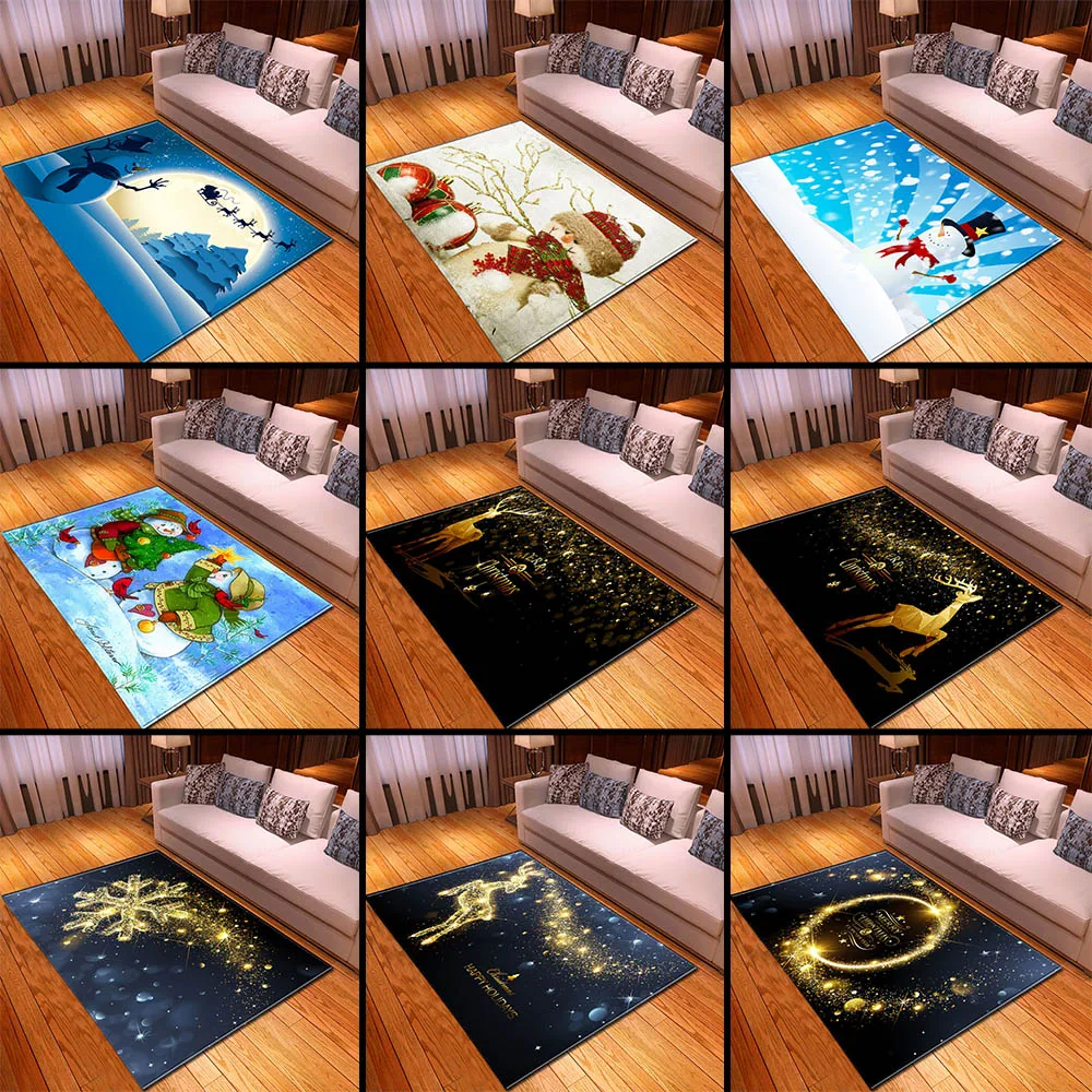 Merry Christmas Carpets Area Rugs Parlor Xmas Snowman Mat Dining Room Kids Room Bedroom Cartoon Rug Carpet for Living Room Decor