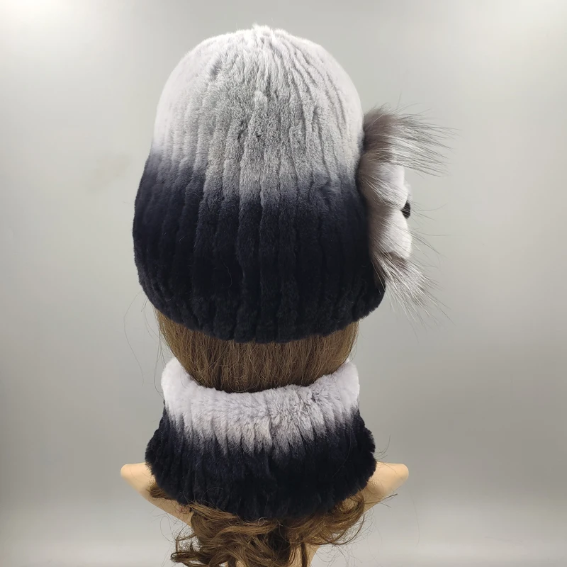 Зимние женские головные уборы Лисий помпон из меха кролика skullies beanies Теплые эластичные модные пушистые уличные Стильные Шапки из натурального меха