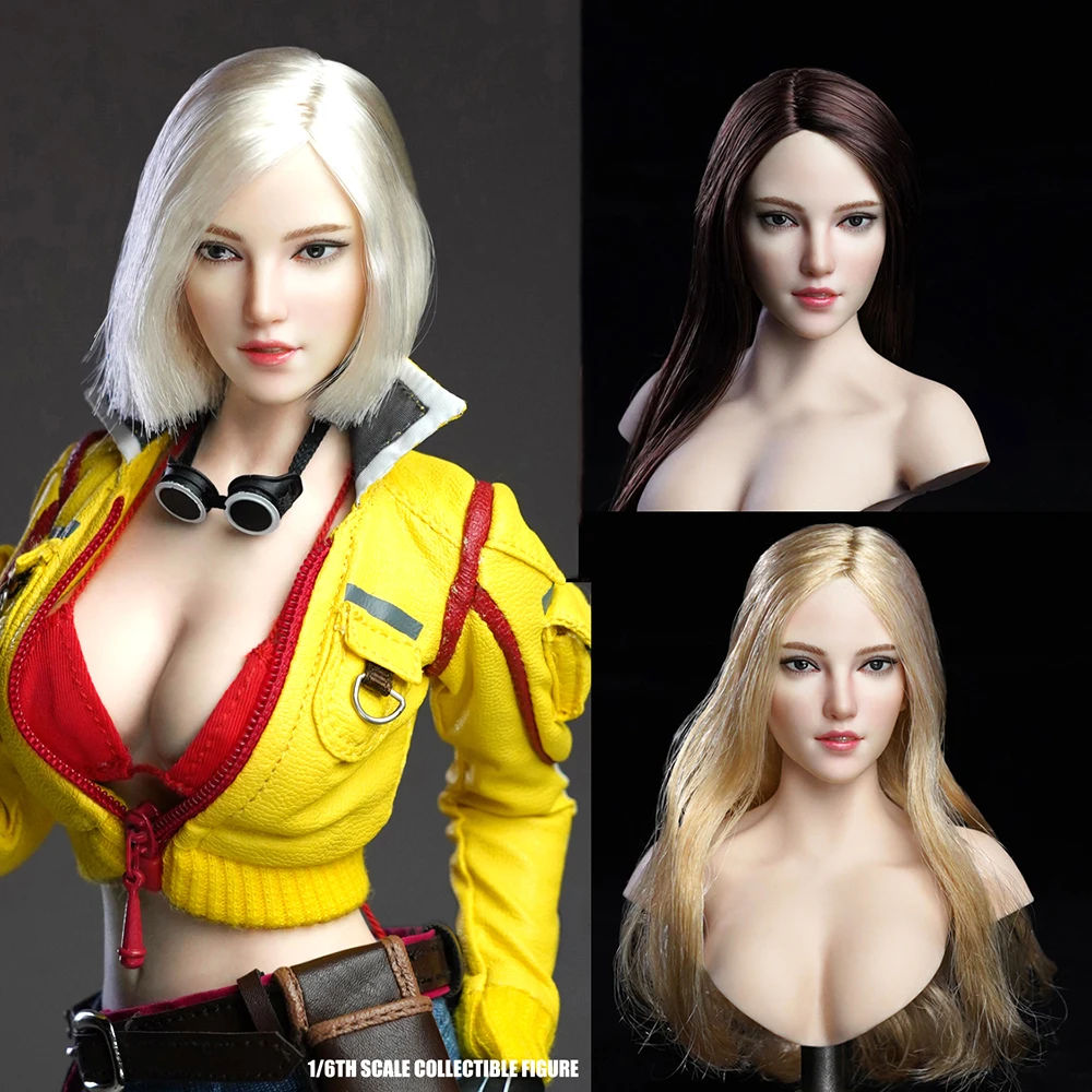 1/6 SDH018 A/B/C красота бледная кожа девушка голова лепить женский длинный блонд короткие серебряные волосы голова для 12 ''Экшн фигурки игрушки