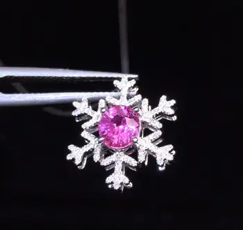 

D603 Fine Jewelry Real 18K Gold Natural Padparadscha Pink Sapphire Gemstones 1.08ct Pendants for Women Necklace