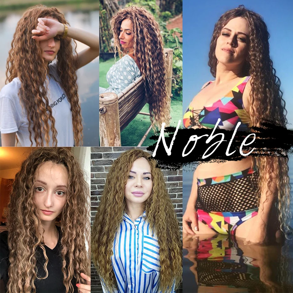 Noble Kinky Curly Ombre hair bundles Synthetic hair  Super Long Curl 1 Pcs 28