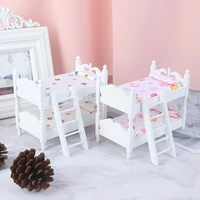 1:12 Kids Mini Bunk Bed Toys Doll House Furniture Children Bedroom Model for Children Pretend Play Game Toys Doll Accessery 2