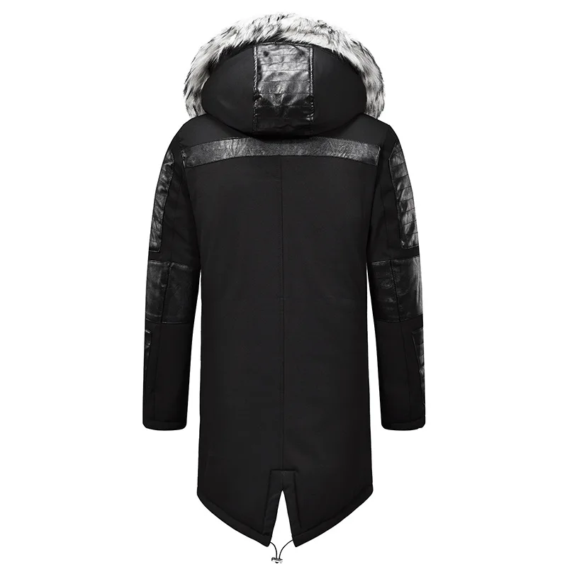 Mcikkny Men's Winter Windbreak Long Jackets Coats With Fur Collar Thermal Parkas For Male Overcoats Size S-XXL (3)