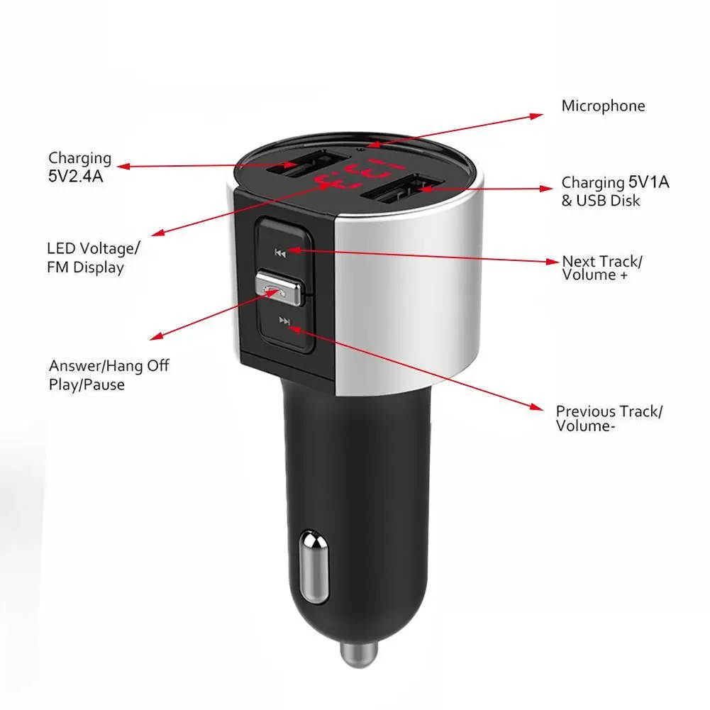 Bluetooth 4,2 беспроводное автомобильное зарядное устройство Hands-free fm-передатчик MP3-плеер lcd двойное USB зарядное устройство Hands Free для мобильных телефонов планшет