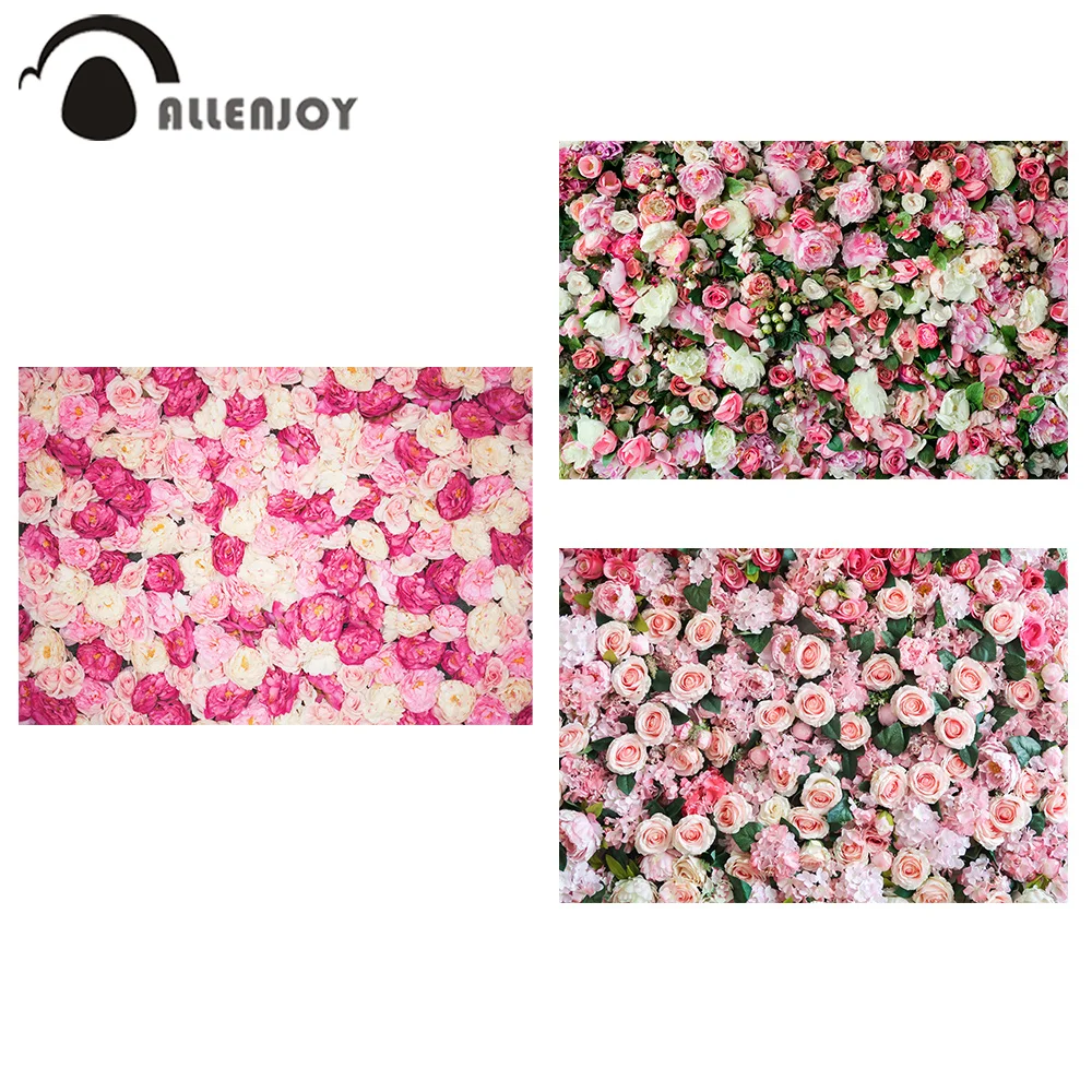 

Allenjoy Flowers Photophone Decor February 14 Rose Valentine's Day Engagement Party Banners Romantic Wedding Event Backdrop