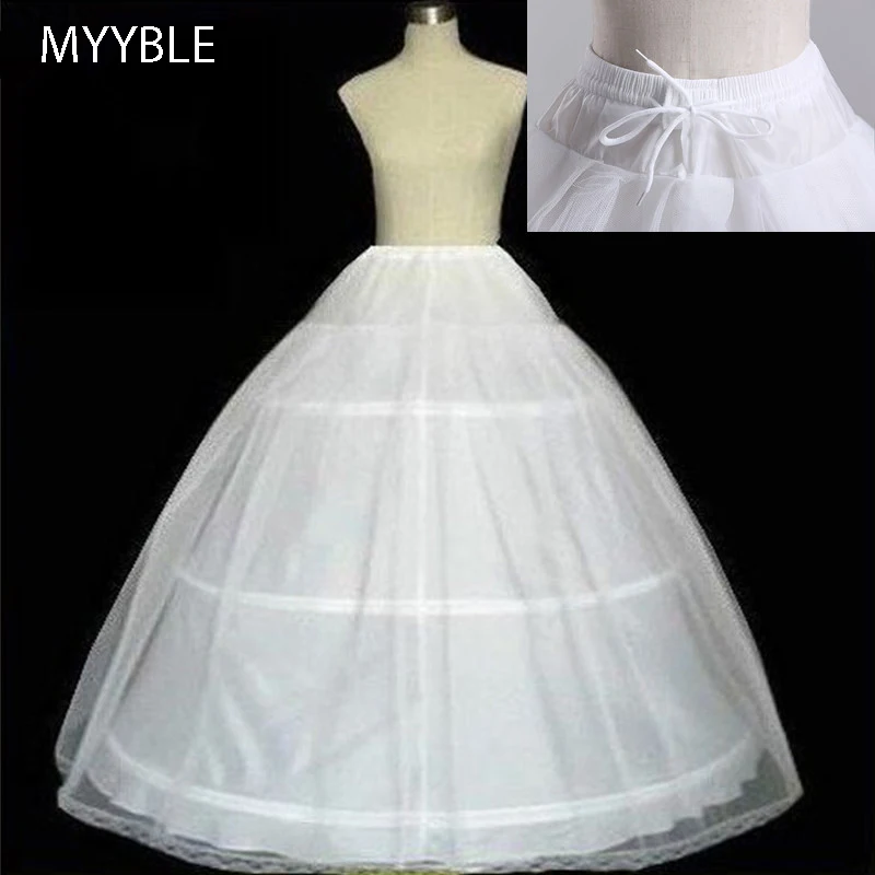 MYYBLE Free shipping High Quality White 3 Hoops Petticoat Crinoline Slip Underskirt For Wedding Dress Bridal Gown In Stock 2024
