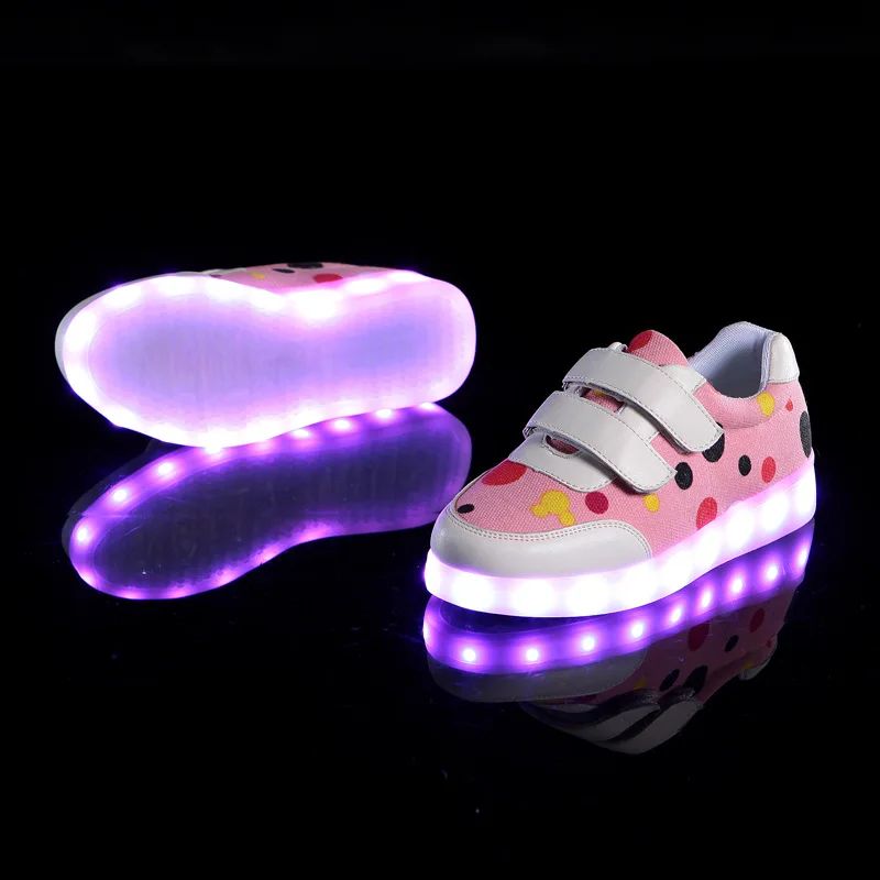 Size 25-35 LED Shoes for Kids Girls Boys USB Charge Glowing Lighted Shoes Kids Shoes with Lights Luminous Sneakers for Children