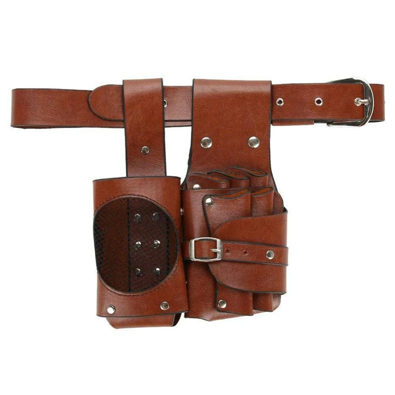

ABZC-Barber Tool Belt Hairdresser Professional PU Waterproof Waist Pouch for Scissor Comb Clip Storage