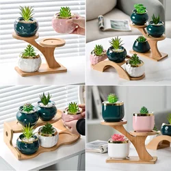 Support de fleurs en bois massif pur, décoration succulente, présentoir spécial pour bureau d'intérieur, petite plante 
