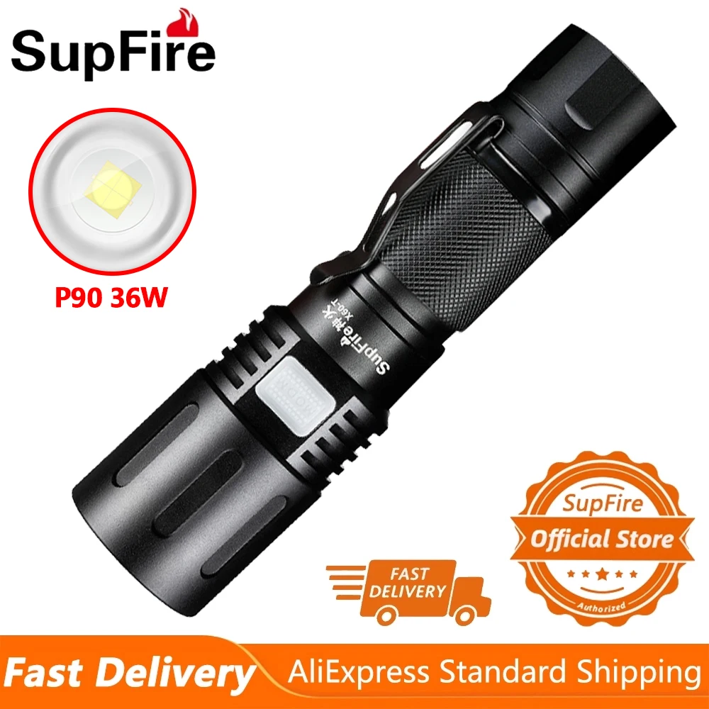 2021 SupFire X60-T 36W 2100 Lumen Powerful Flashlight With Zoom 5 Modes Light For Camping Fishing Lantern Self Defense LED Torch