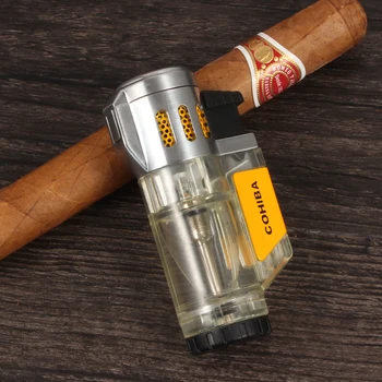 

COHIBA Mini Lighter Flame Jet Butane Gas Lighter Torch Plastic Cakmak Pocket Windproof Turbo Cigar Lighter Gift Box