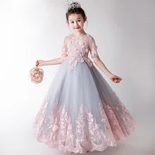 Детское платье с цветочным рисунком; длинное кружевное элегантное платье для выпускного вечера для подростков; вечерние платья для девочек; вечернее платье подружки невесты; платье принцессы; бальное платье; Kjole