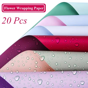 

20Pcs Waterproof Colorful Flower Packing Paper Plastic Wrapping Paper Festival Wedding Gift DIY Scrapbook Accessiories