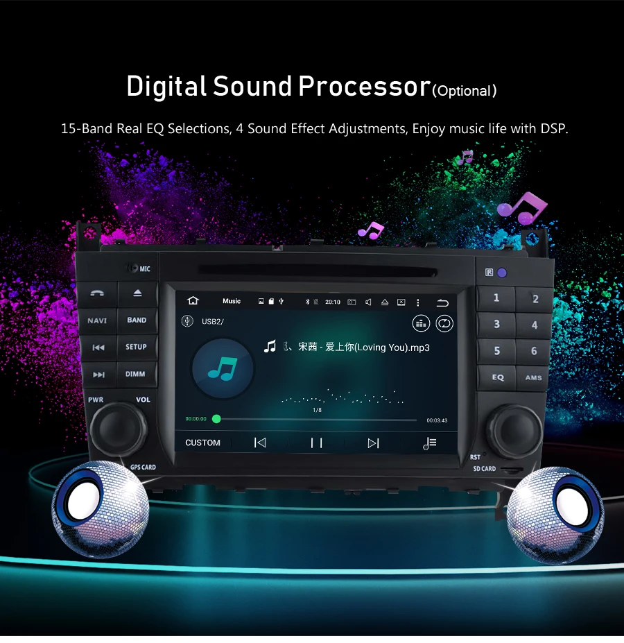 Best Android 9.0 Car GPS Navigation Radio Stereo For Mercedes Benz/Sprinter/W203/a180 2008-2012 Auto Audio WIFI DVD Video Multimedia 7