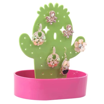 

Cactus Shaped Necklace Bracelet Earrings Storage Organizer Jewelry Display Stand Rack Box House Ornaments Crafts
