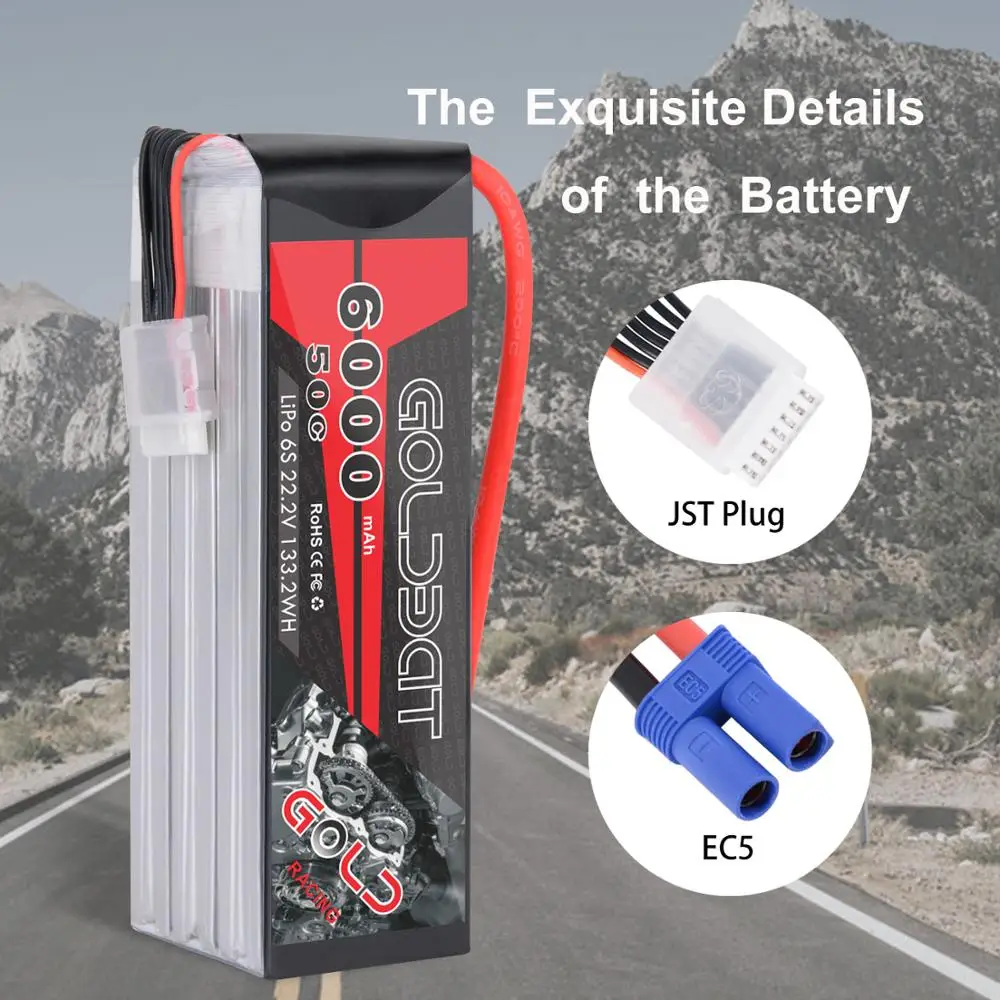 GOLDBAT 6S 6000mAh 22,2 V 50C LiPo RC Батарея с EC5 Plug and XT90 Разъем для RC автомобиль грузовик радиоуправляемая автомодель трагги RC Heli RC самолет Drone