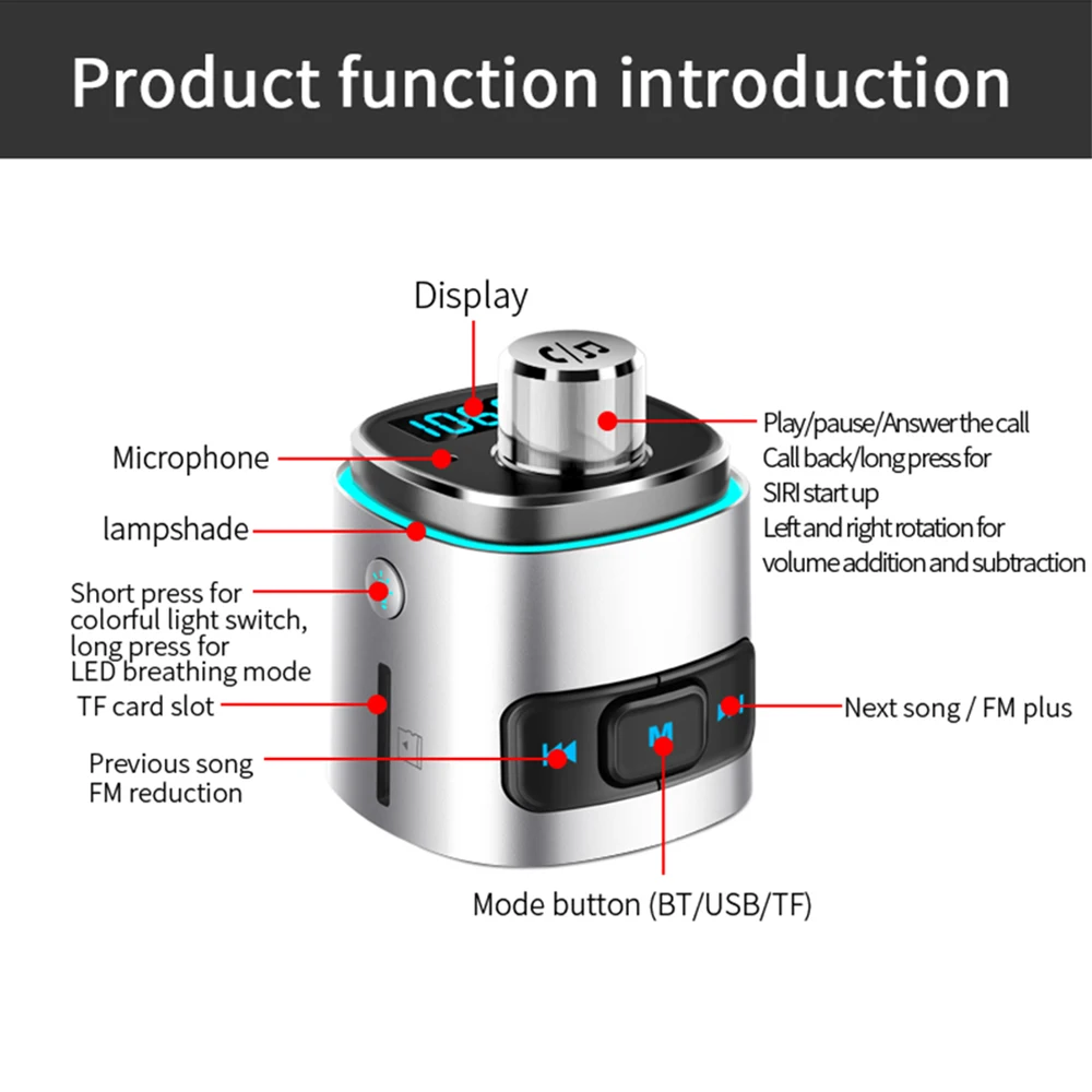 Двойные USB зарядные устройства Поддержка Hands-free TF карта U диск воспроизведения музыки BC42 Автомобильный MP3-плеер Многофункциональный BT4.2 fm-передатчик
