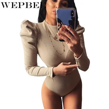 

WEPBEL Women Spring Sexy Solid Knitted Full Sleeve Bodysuit Winter Fashion Casual Bodycon New Bodysuits