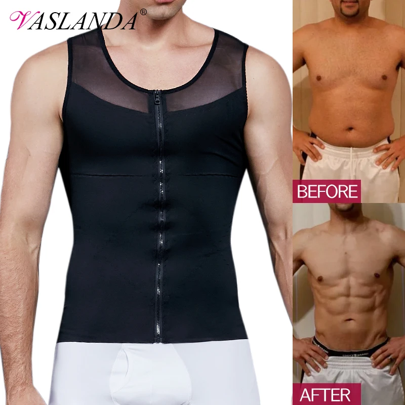 Men Body Shaper Waist Trainer Vest Compression Shirt Belly Slimming