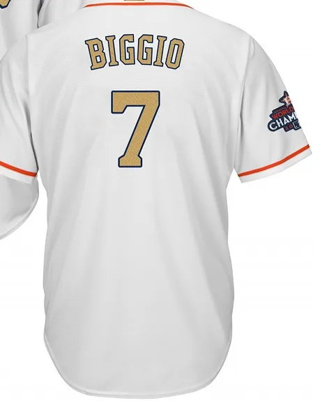 For men A+++ Качественная мужская Золотая Футболка Houston 5 Bagwell 6 Marisnick 7 Craig Biggio 9 Gonzalez 10 Yuli Gurriel - Цвет: For men