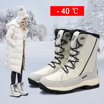 

Women winter boots 2019 fashion non-slip waterproof snow boots thick fur warm winter shoes lace up out door platform boots