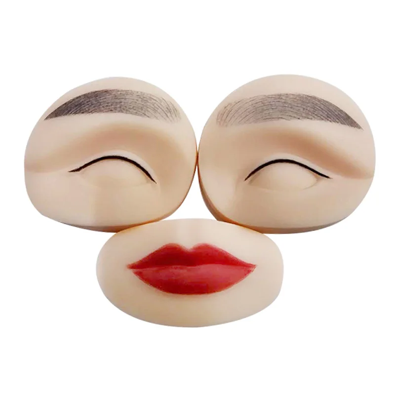 3D Tattoo Practice Skin Mannequin Head with 2pcs Eyes+1pcs Lip