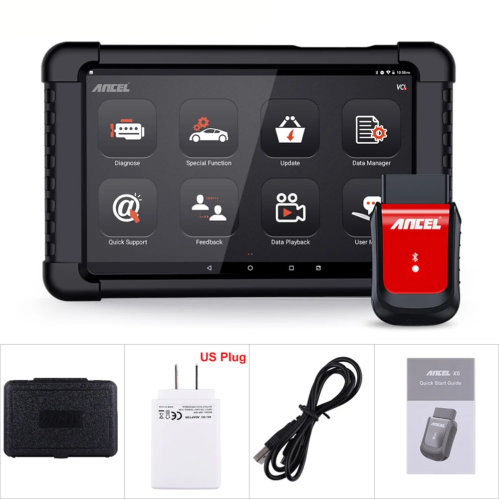 With Tablet US Plug Ancel X6 диагностический инструмент пневматическая сумка сканирующие инструменты симуляторы работают с планшетом Android Pad по Bluetooth беспроводной OBD2 сканер ODB2 - Цвет: With Tablet US Plug
