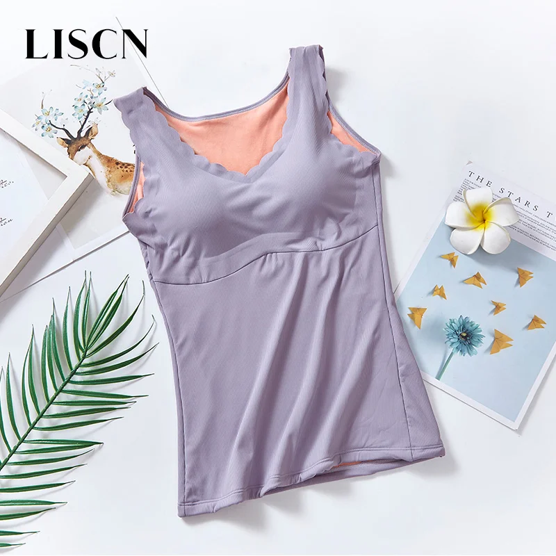 purple LISCN, теплый жилет, топы для женщин, зимний тонкий толстый теплый жилет для женщин, формирующий тело, женский зимний теплый стрейч плюс бархат - Цвет: purple