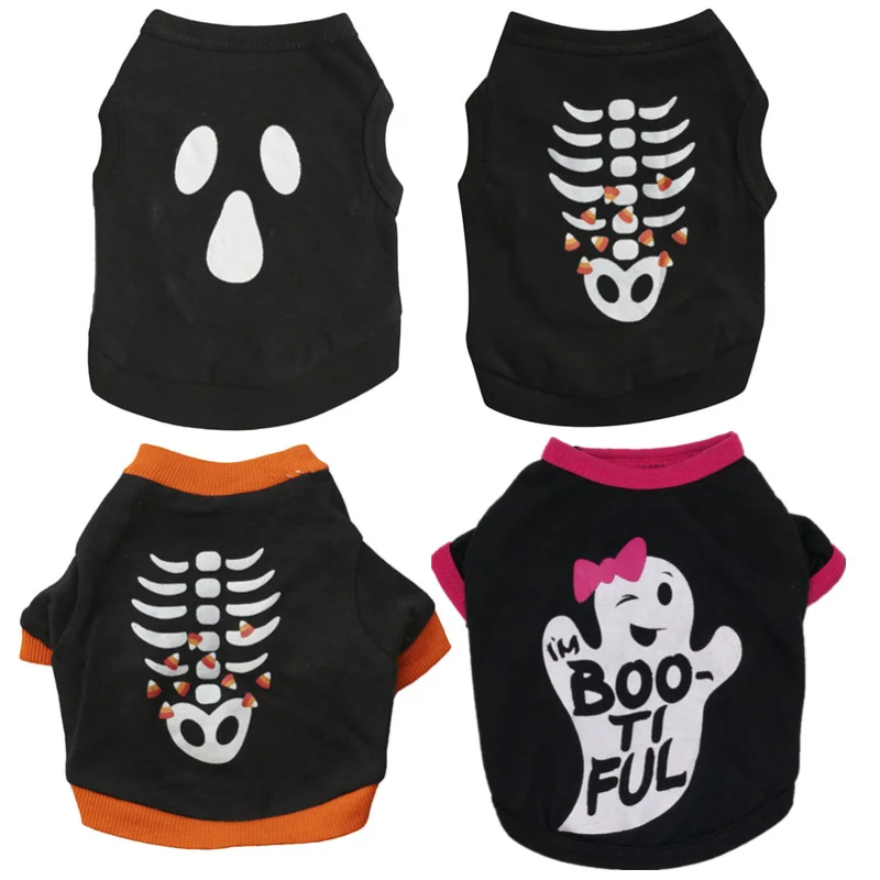 Новая одежда для собак на Хэллоуин, рубашка с изображением призрака, полярное пальто для щенка, одежда для домашних животных, жилет для собак, одежда для домашних животных, чихуахуа