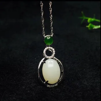 

KJJEAXCMY Natural 925 Sterling Silver Hetian White Jade Women Pendant Necklace Jewelry Charm Gift