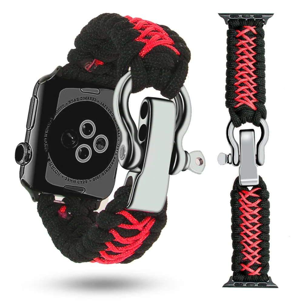 Outdoor Sport Woven Rope Strap for Apple Watch Band 44mm 40mm 38 42mm Nylon Survival Bracelet iwatch Series 5 4/3/2/1 Belt | Наручные
