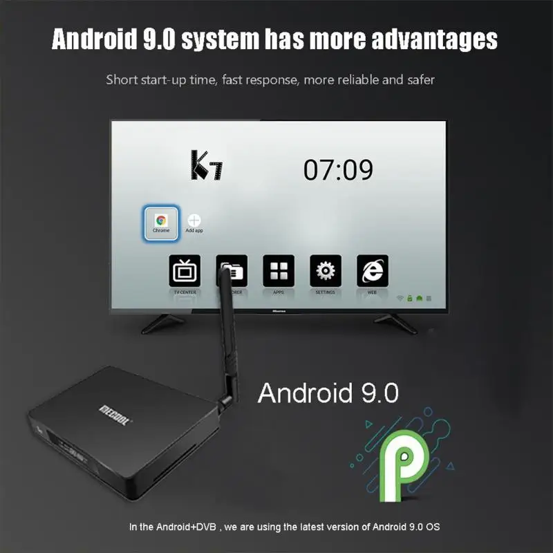 MECOOL K7 Smart TV Box Android 9.0 4K 4+64G Quad Core BT 4.1 WIFI Top Box - 4000249885385