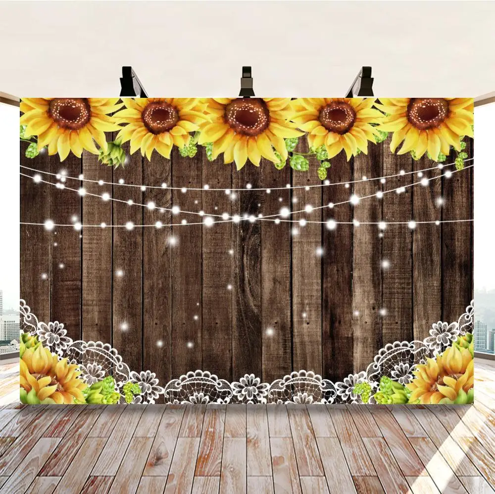 

Laeacco Wooden Board Flowers Planks Light Bokeh Christmas Party Birthday Party Photo Studio Photo Background Photocall Backdrop