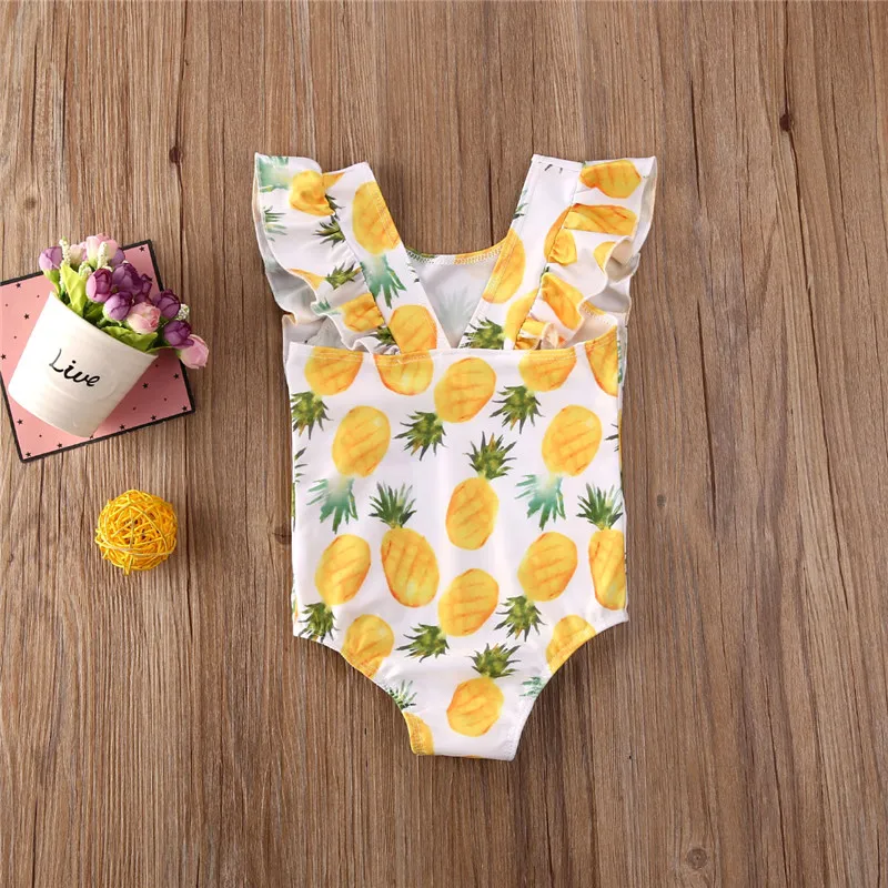 Цельный купальник для маленьких девочек, детский купальник с фруктовым принтом для маленьких девочек, купальный костюм, одежда для плавания